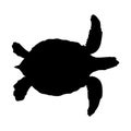 Swimming Sea Turtle Silhouette. Good To Use For Element Print Book, Animal Book and Animal Content