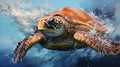 Sea turtles (superfamily Chelonioidea), sometimes called marine turtles Royalty Free Stock Photo