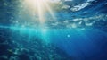 Sea underwater view with sun light. Beauty nature background Royalty Free Stock Photo