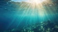 Sea underwater view with sun light. Beauty nature background Royalty Free Stock Photo