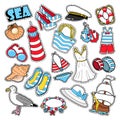 Sea Vacation Woman Fashion Elements and Clothes for Scrapbook