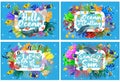 sea vector image set. hello ocean Royalty Free Stock Photo