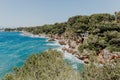 Sea and vegetation landscape, nature wallpaper, Mediterranean exotic Seascape Royalty Free Stock Photo