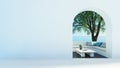 Sea view Beach luxury living - Santorini island style - 3D rendering Royalty Free Stock Photo
