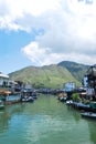 A sea view with boats in the old fish village, Tai O, Hong Kong