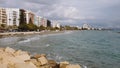 Cyprus Limassol coastline promenade day view.