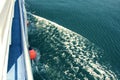 Sea view from the deck of a white ship. Trail in the water Royalty Free Stock Photo