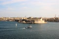 Three cities, Malta, July 2016. Sea view of the famous cities from the fortifications of the capital of the island.