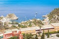 Sea view with famous island Isola Bella from Taormina, Sicily, Italy Royalty Free Stock Photo