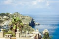 Sea view with famous island Isola Bella from Taormina, Sicily, Italy Royalty Free Stock Photo