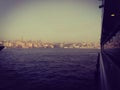 Sea View from a ferry to Galata tower  Istanbul  Turkey  historical centre of the city Royalty Free Stock Photo