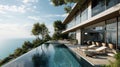 Sea view holiday home with infinity pool in modern design, Vacation home for big family Royalty Free Stock Photo