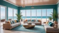 Sea view large living room of luxury summer beach house