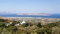 Sea view. Panorama of Kos island. Greek Dodecanese Islands. Salt lake view in marmari, Kos
