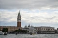 Sea view Piazza San Marco with Campanile and Doge Palace, Venice, Italy Royalty Free Stock Photo