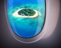 Sea view from plane window Royalty Free Stock Photo