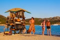 Sea View Seller on the beach Royalty Free Stock Photo