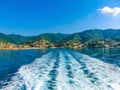 The sea view of town Rapallo in Liguria, Italy Royalty Free Stock Photo