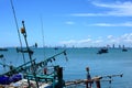 Sea view and small boat At the fishing pier Royalty Free Stock Photo