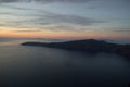 Sea View Sunset with View onto Oia, seen from Imerovigli, Santorini, Greece Royalty Free Stock Photo