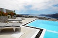 The sea view swimming pool at luxury hotel Royalty Free Stock Photo