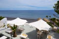 The sea view terrace and beach at luxury hotel Royalty Free Stock Photo