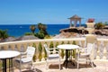 Sea view terrace of the luxury hotel's restaurant Royalty Free Stock Photo