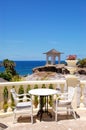 Sea view terrace of the luxury hotel's restaurant Royalty Free Stock Photo