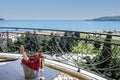 Sea view from the terrace of a luxury villa Royalty Free Stock Photo