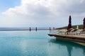 The sea view terrace and swimming pool at luxury hotel Royalty Free Stock Photo