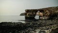 Sea view to Azure window natural arch, now vanished, Gozo island, Malta Royalty Free Stock Photo