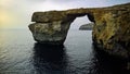 Sea view to Azure window natural arch, now vanished, Gozo island, Malta Royalty Free Stock Photo