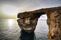 Sea view to Azure window natural arch, now vanished, Gozo island, Malta Royalty Free Stock Photo