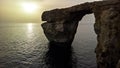 Sea view to Azure window natural arch, now vanished, Gozo island, Malta Royalty Free Stock Photo