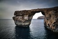 Sea view to Azure window natural arch, now vanished, Gozo island, Malta Royalty Free Stock Photo