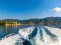 The sea view of town Rapallo in Liguria, Italy Royalty Free Stock Photo