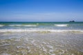 Sea view from tropical beach with sunny sky. Summer paradise beach of Samui island.Exotic summer beach with clouds on horizon. Royalty Free Stock Photo