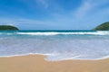 Sea view from tropical beach with sunny sky. Summer paradise beach of Bali island. Tropical shore. Tropical sea in Bali Royalty Free Stock Photo