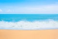 Sea view from tropical beach with sunny sky. Summer paradise beach of Phuket island. Tropical sea in Krabi. Exotic summer beach wi Royalty Free Stock Photo