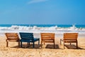 Sea view, chairs on the beach, Mirissa, Sri Lanka Royalty Free Stock Photo