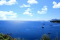 Sea view. Yacht at sea. Dark blue ionian sea Royalty Free Stock Photo