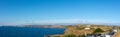 Sea views in Port Isaac, car park,  Cornwall pano Royalty Free Stock Photo