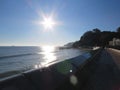 Sea Wall Dawlish looking out at sea in the sun Royalty Free Stock Photo