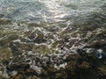 Sea water that breaks into rocks at the coast And formed a white bubble