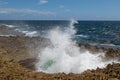 Sea water erupting from the blow hole