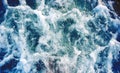 Sea water with foamy wave. Tropical islands boat travel. Cruise ship trail.