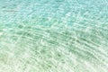 Sea water ripples texture, water waves surface, transparent light blue ocean water top view, clear aqua background, underwater Royalty Free Stock Photo
