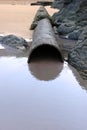 Sea water rusty overflow pipe