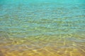 Sea water and sand on sea beach. Abstract texture with copy space for your text. Summer, holiday and travel concept Royalty Free Stock Photo