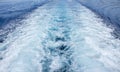 Sea water ship trail with white foamy wave. Tropical islands ferry travel. Royalty Free Stock Photo